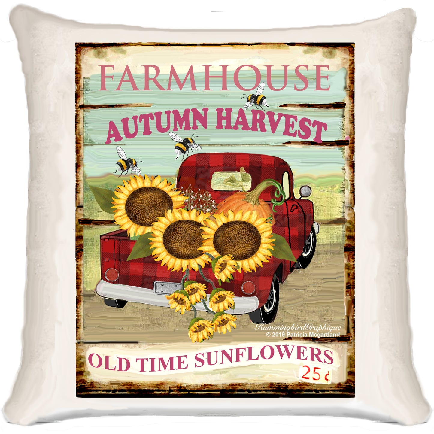 #520 FARMHOUSE AUTUMN HARVEST TRUCK WITH SUNFLOWERS - COUNTRY IMAGE