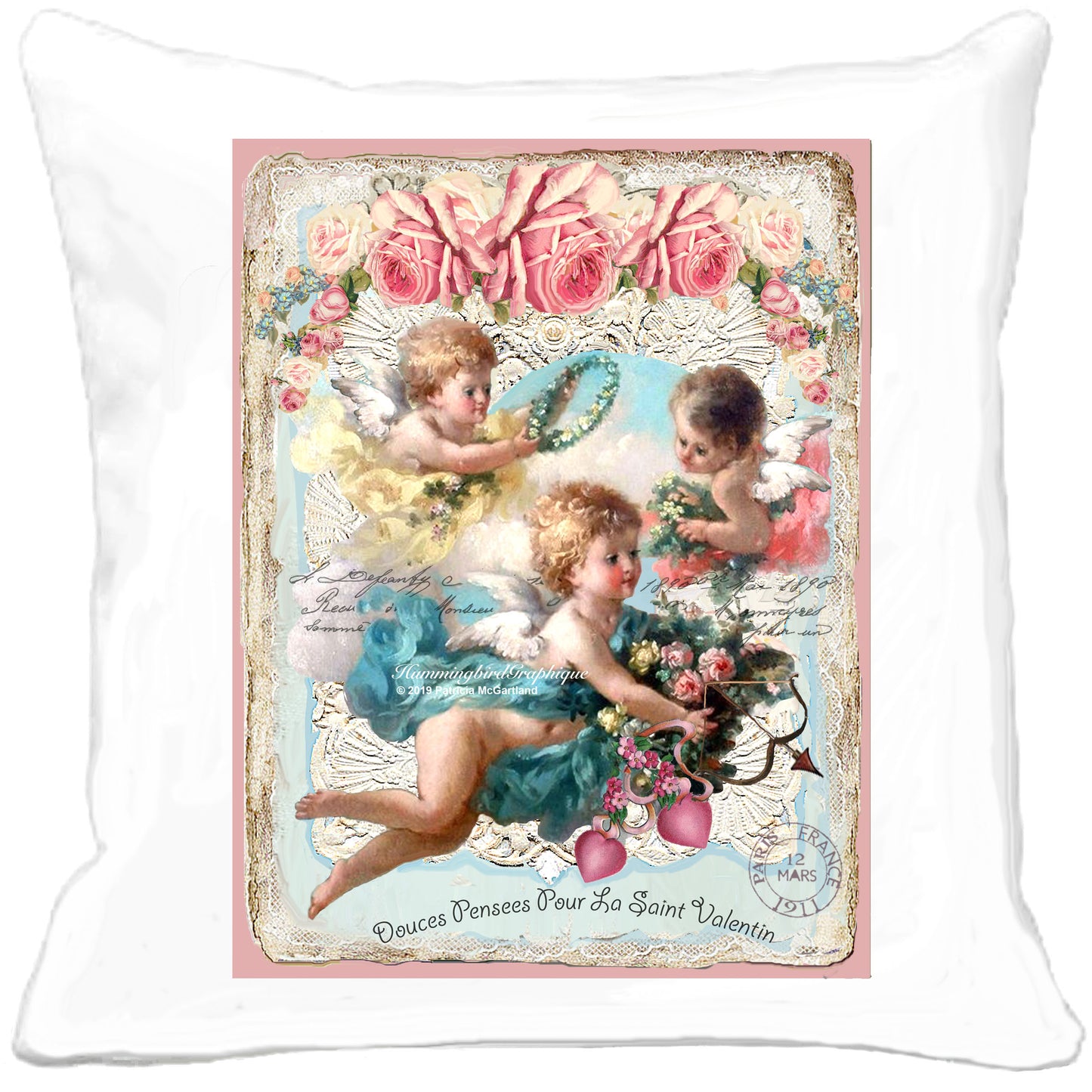 #424 BEAUX CHÉRUBINS DE LA SAINT-VALENTIN AVEC DES FLÈCHES DE CUPIDON - BELLE IMAGE SHABBY