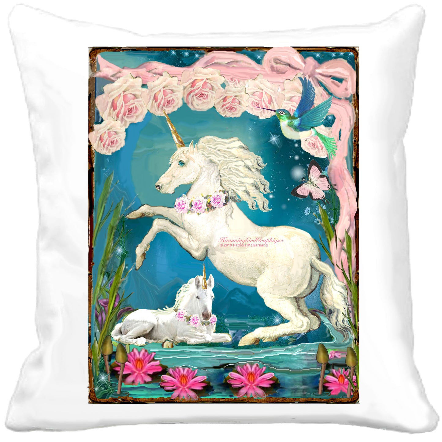 #480 BEAUTIFUL UNICORN AND BABY WITH ROSES AND STARDUST - ANIMALS