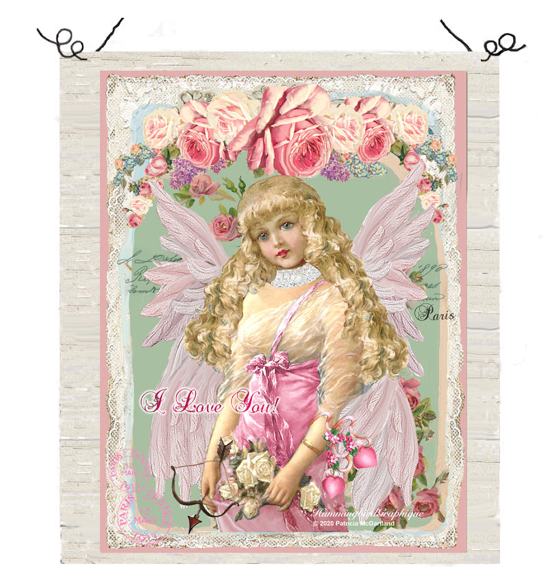 #590 BEAUTIFUL CUPID ANGEL IN PINK DRESS WITH BOW AND ARROW - BEAUTIFUL SHABB IMAGE