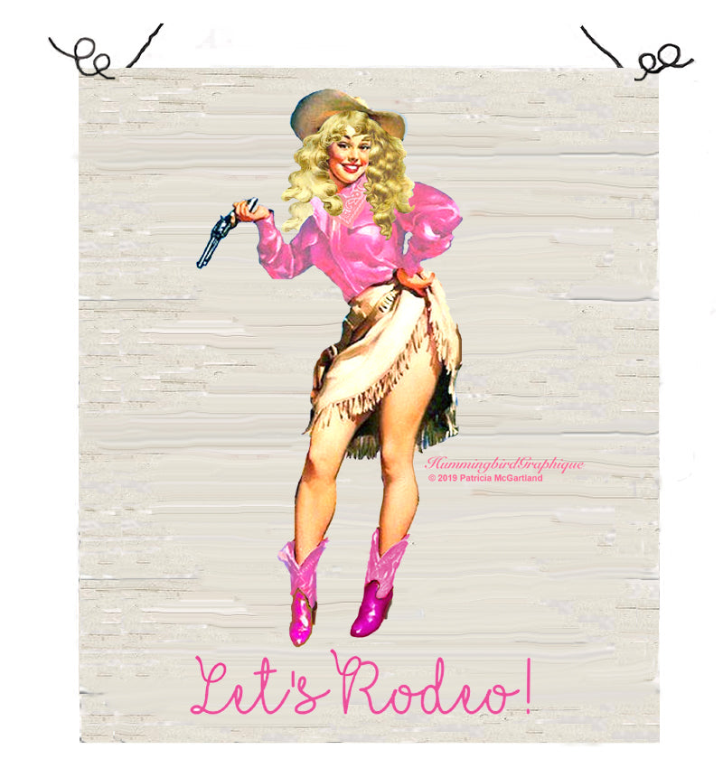 #445 LET'S RODEO COWGIRL WITH PINK BOOTS AND LEATHER SKIRT - COWGIRLS